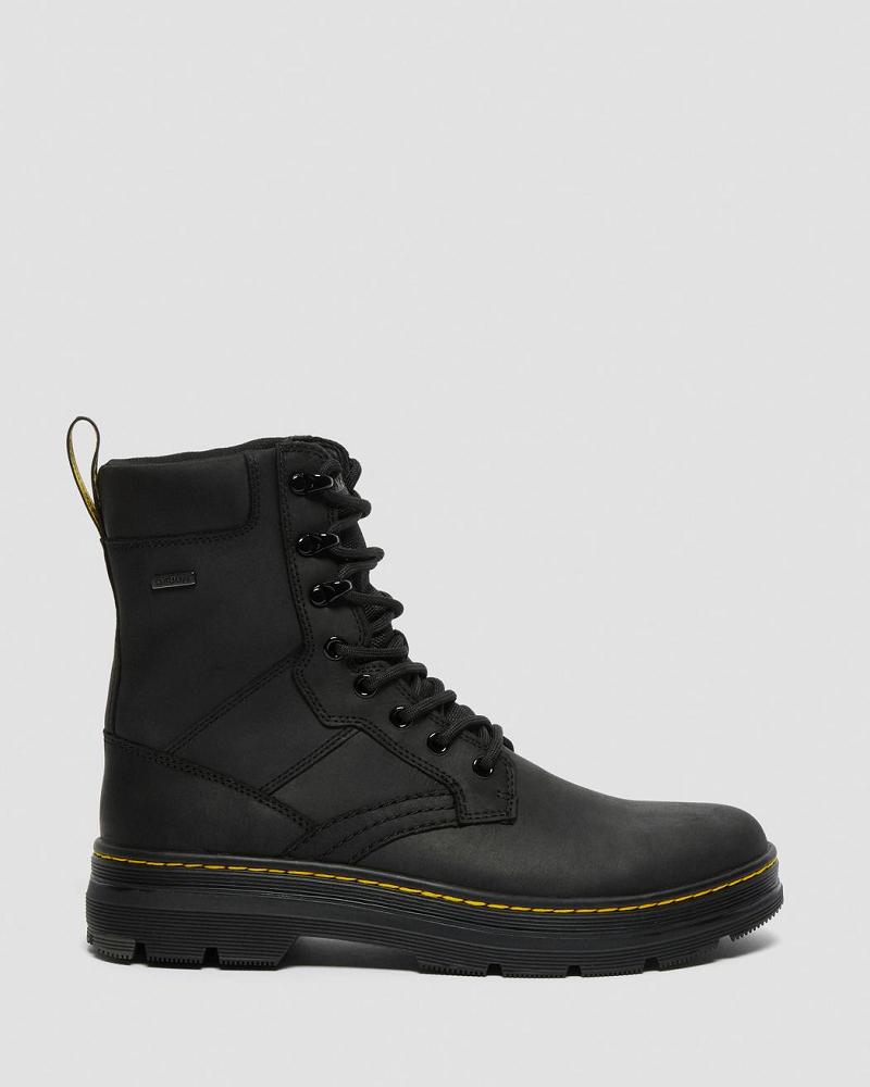 Black Men's Dr Martens Iowa Waterproof Poly Ankle Boots | CA 443SGL